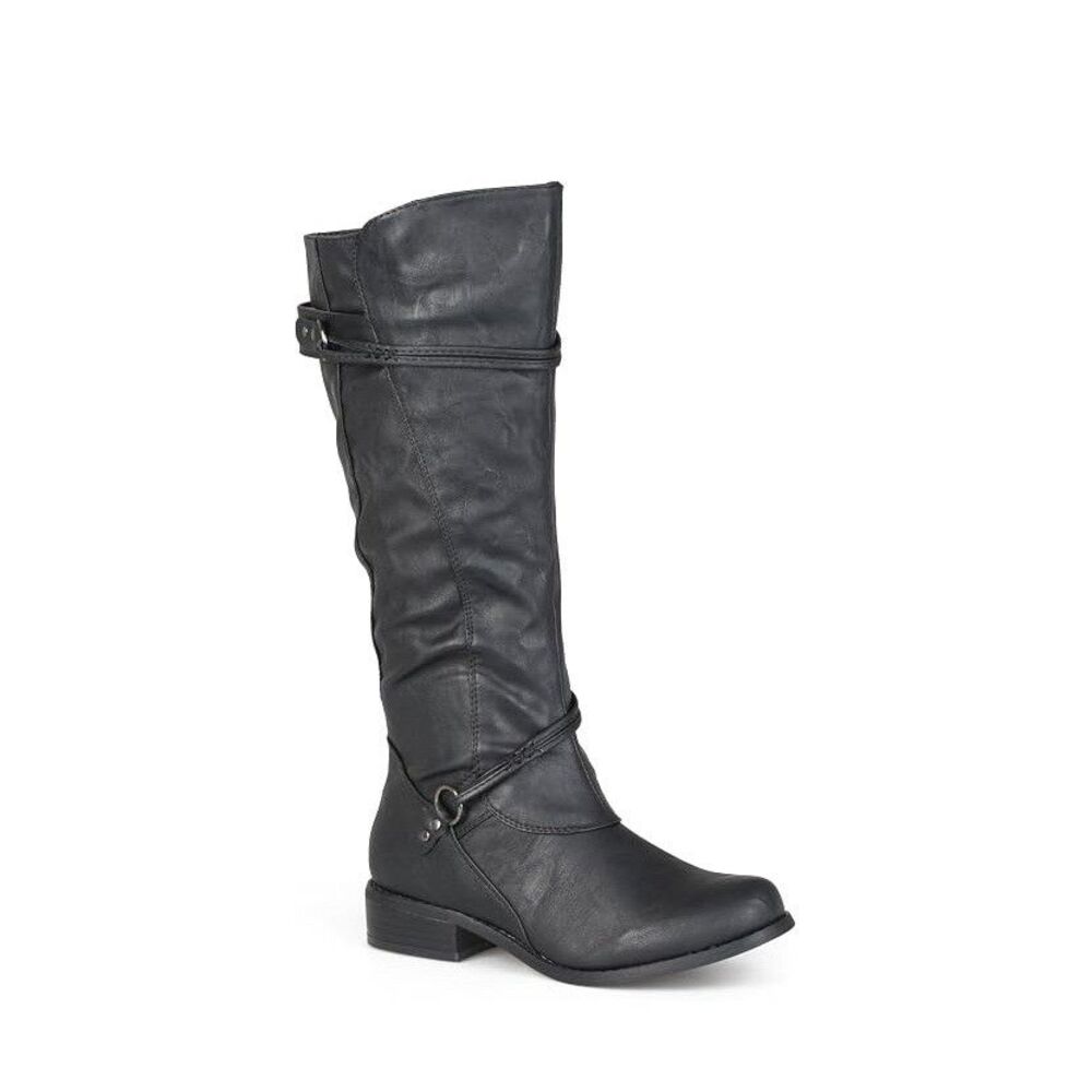 Journee Collection Womens 9 M WC Grey Faux Leather Harley Riding Boots NIB HS4